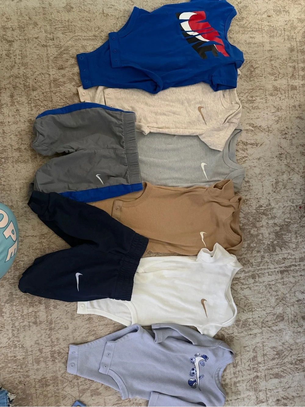 Nike Kids Neutral, Blue, Gray & Tan Bodysuits with Shorts